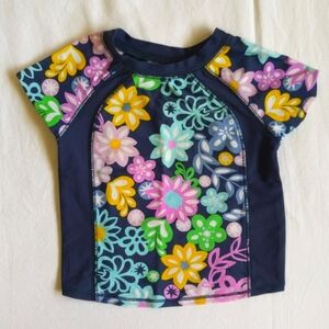 old navy floral raglan short sleeve rash guard 18-24 months baby toddler girls